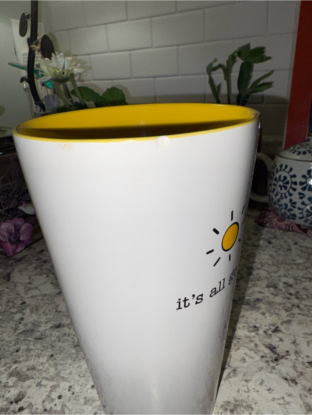 10 Strawberry Street / White Ceramic Coffee Mug with Sun- “it's all good” - Picture 4 of 9